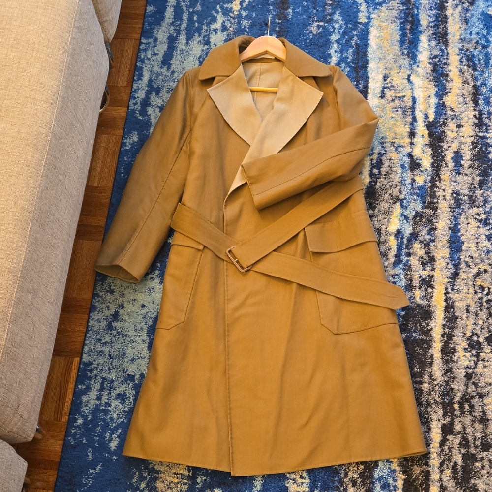 *Moving Sale*: NWOT Cyclas Wool Cotton Silk Tan Trench Coat (Originally $1500)